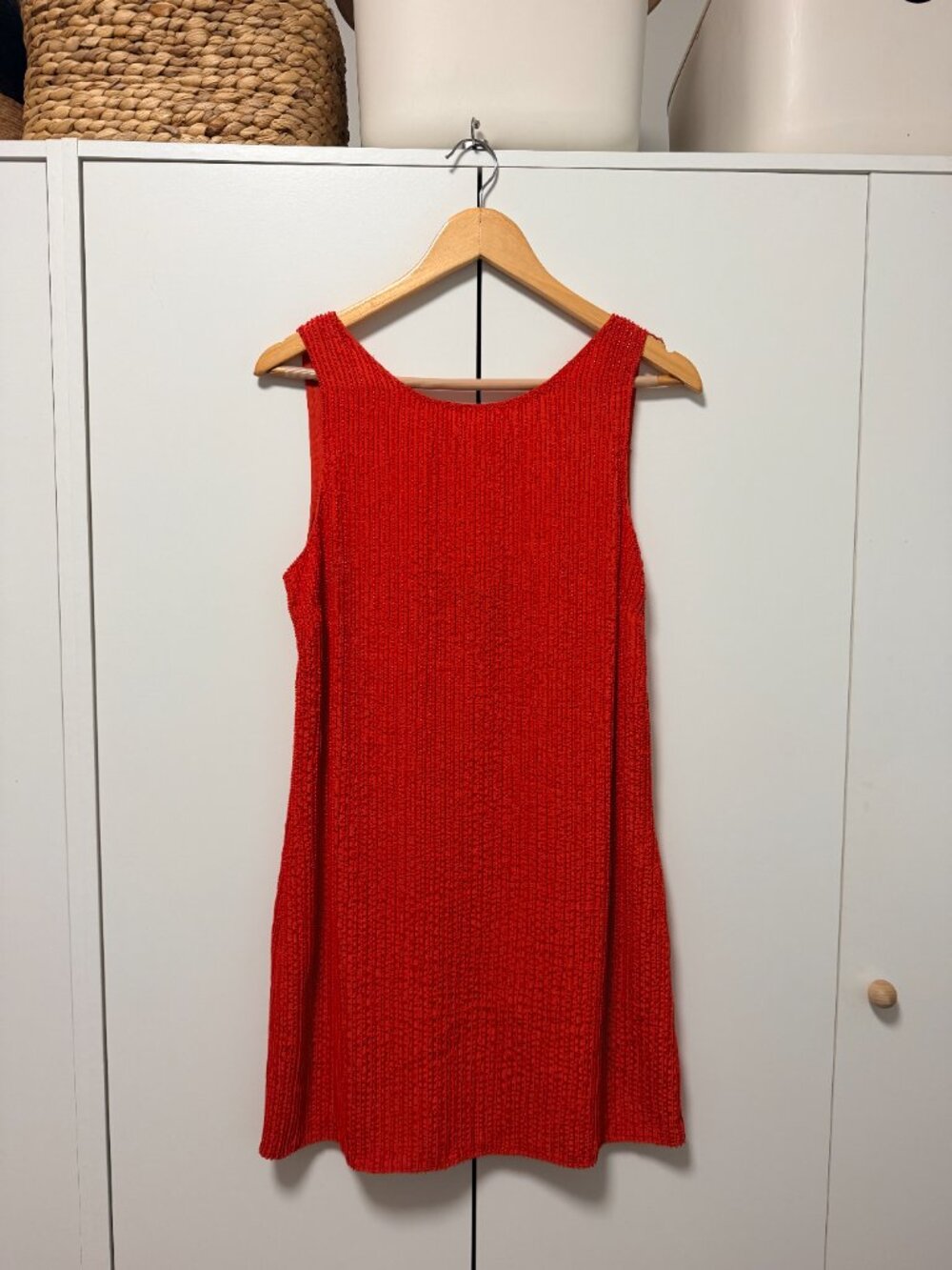 Free People Fully Beaded Red Mini Dress - Size 8